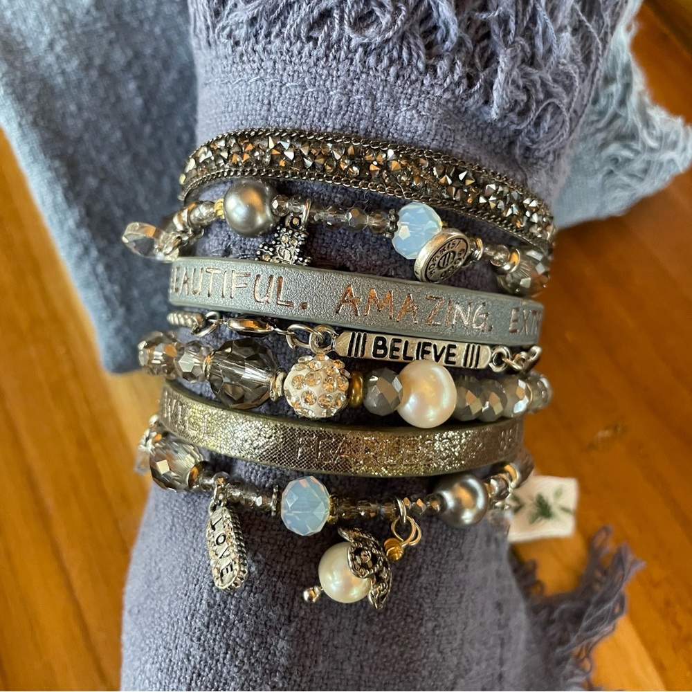 Bracelet - Multi Strand - Magnetic - Leather and Beads by Good Works
